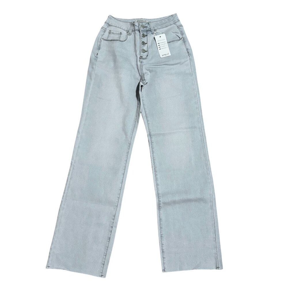 ETTELO Light Blue High Rise Straight Leg Jeans (04)
